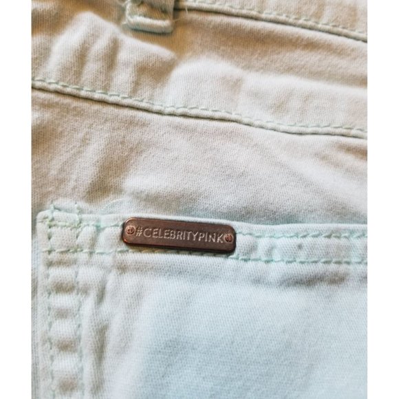 Celebrity Pink Shortie Shorts Light wash Triple button Stretch cuffed 5 #1082 - Picture 4 of 5